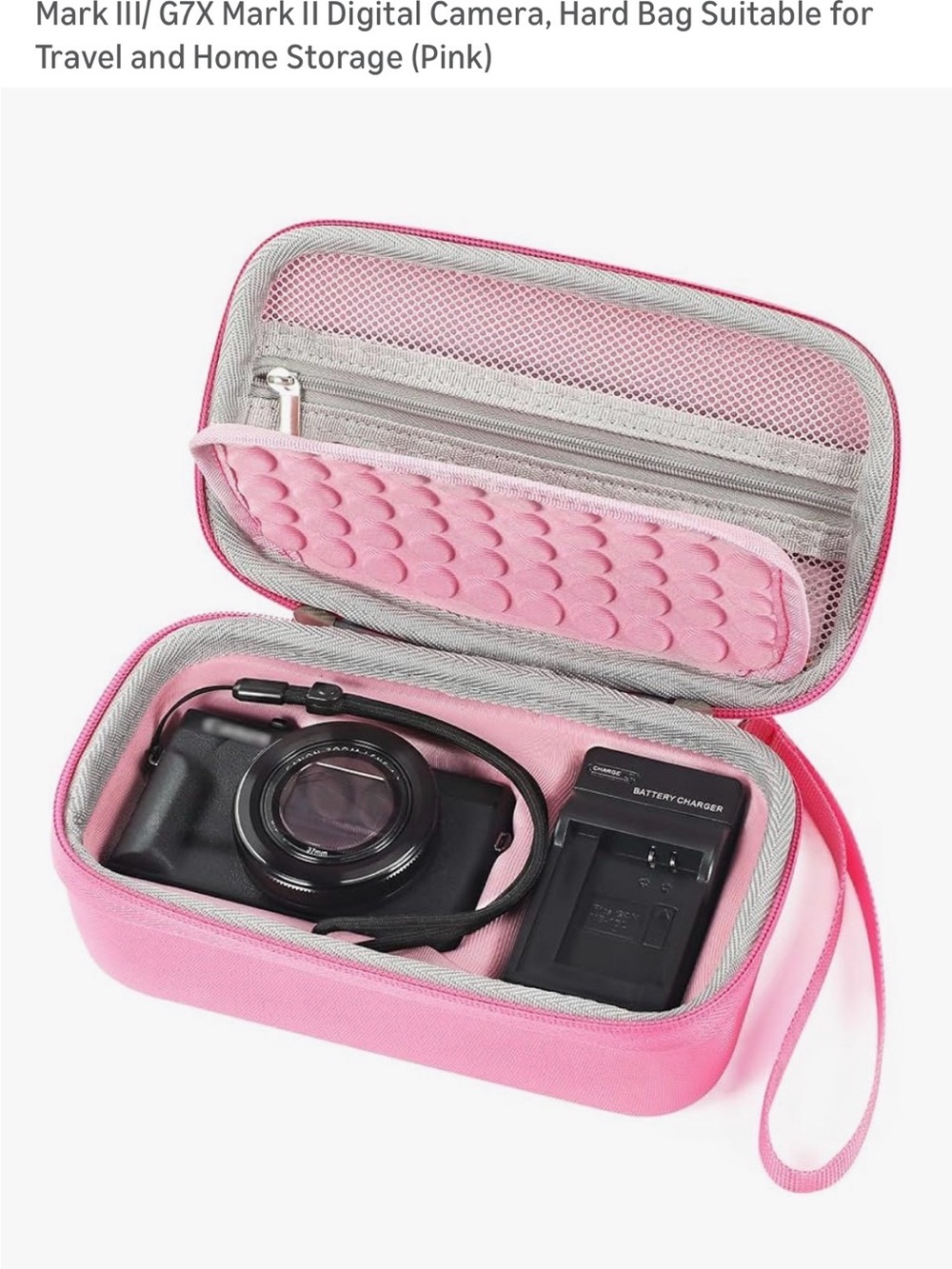 Amazon Pink Camera Case with Wrist Strap and Padded Interior